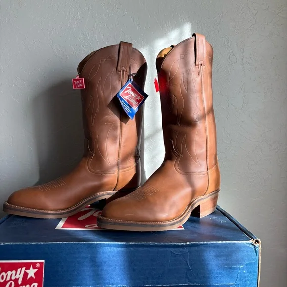 Tony Lama 4013 Brown Leather Western Boots | Men’s 8.5 EE | Discontinued | NWT - Picture 4 of 11
